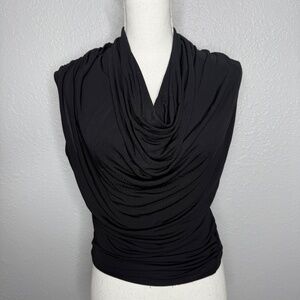 Guess by Marciano Black blouse with ruching in front and zipper on the back